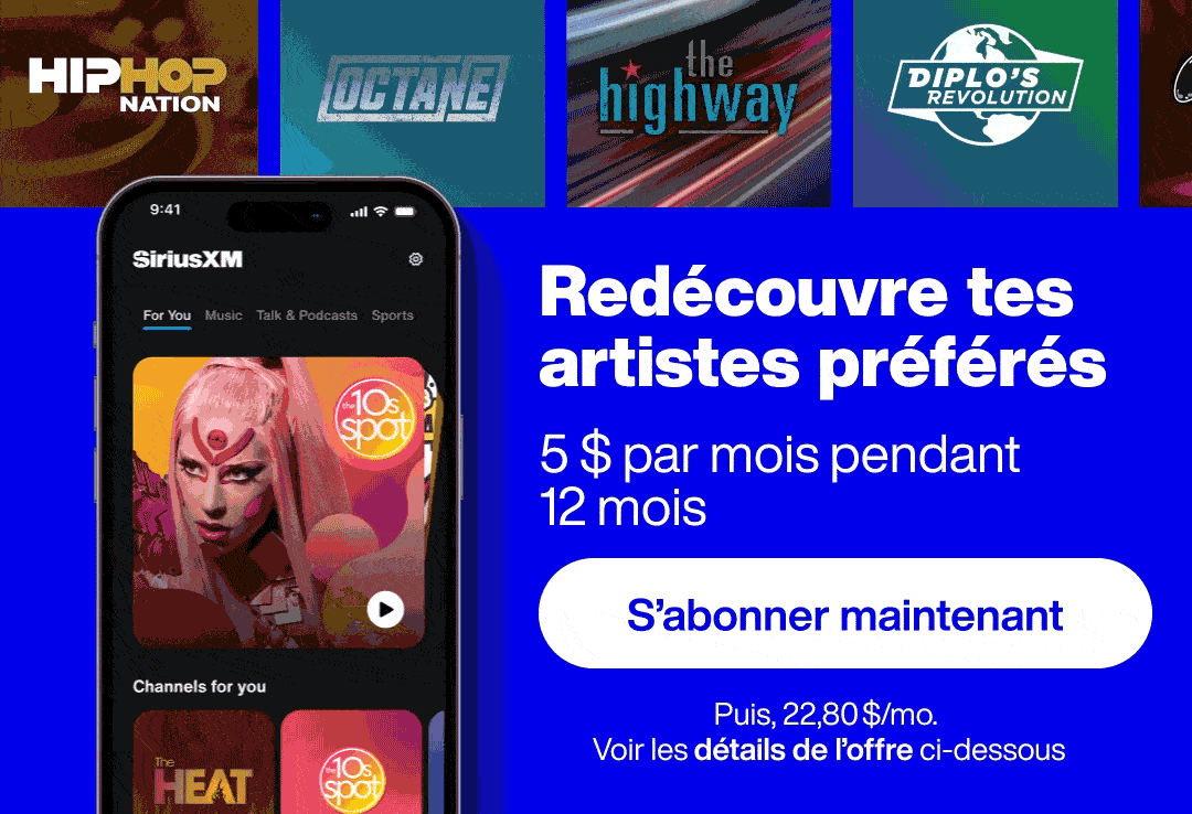 Redécouvre tes artistes préférés 5 $ par mois pendant
12 mois. S’abonner maintenant. Puis, 22,80?$/mo. Voir les détails de l’offre ci-dessous.