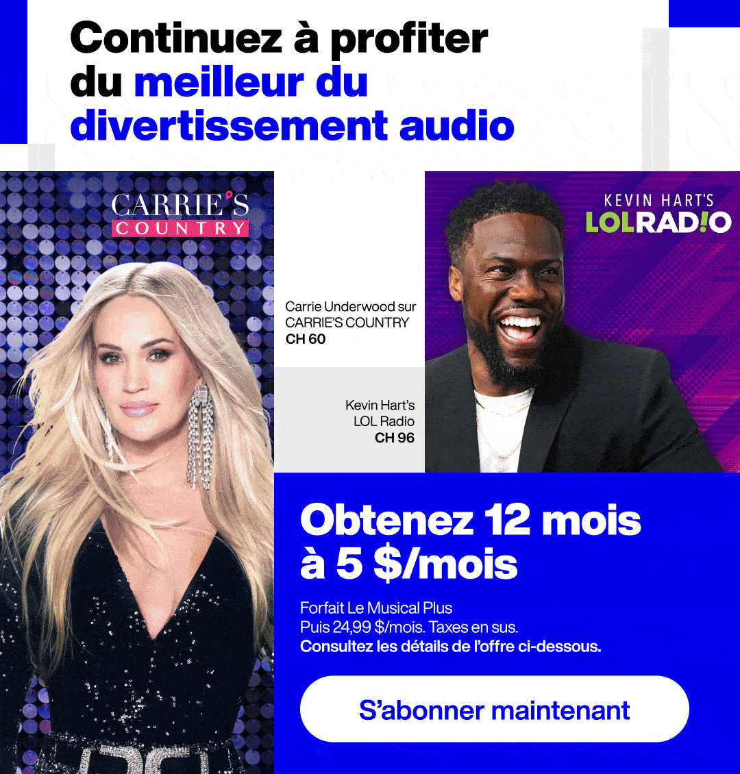 Continue à profiter de la musique et du divertissement. S’abonner maintenant. Voir les détails de l’offre